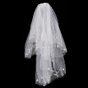 Handmade beaded 2T Wedding Bridal Veil With Comb White Beads Pearl White