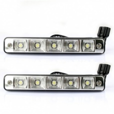 2X 5 LED White Universal Daytime Running Driving Light DRL Fog Lamp Waterproof