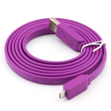 1.5m Noodle Style Micro USB Cable for HTC/Samsung/BlackBerry etc Purple