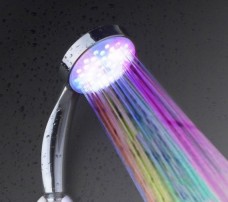 Temperature Senor Control RGB LED Light Water Shower Head No Battery Needed