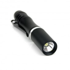 Mini Super Bright 3W LED Flashlight Torch w/Clip Black