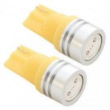 2pcs 1W High Power T10 12V Light LED Replacement Bulbs 168 194 2825 W5W - Amber Yellow