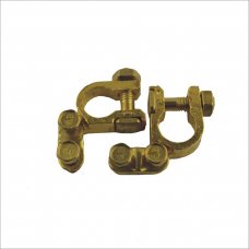 Pair Automobile Battery Terminal Clamp Clips Gold Tone