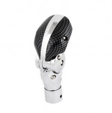 Car Carbon Fiber Texture Curved Motor Gear Shift Knob Shifter w Three Adapters