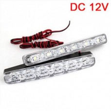 Pair DC 12V Van Car Truck Warm White 6 LED DRL Daytime Running Lamp Light