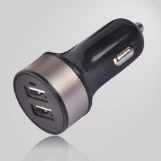 3.4A black surface color golden ring color square shape dual usb car charger