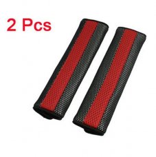 Motor Detachable Fastener Red Black Seatbelt Cover Pad Pair