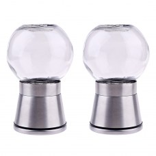 Stainless Steel Salt Pepper Grinder Set Brushed Pepper & Salt Mill Glass Round