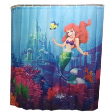 Underwater Mermaid Family Bathroom Shower Curtain Simple Polyester Ring Pull