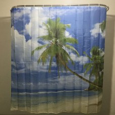 Blue Sky Beach Palm Tree Bathroom Curtain Waterproof Polyester  Shower Curtain