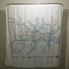 Shower Curtain Subway Tube Map Pattern Bathroom Waterproof Polyester Curtain