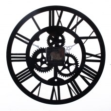 Modern Home Decor Clock Large Round Metal Color Wall Vintage Steampunk Skeleton