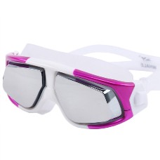 Optical Corrective Swimming Goggles Nearsighted Large Frame Goggles White+Purple  -3.0