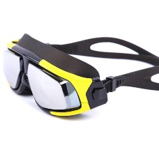 Optical Corrective Swimming Goggles Nearsighted Large Frame Goggles Yellow+Black  -2.0