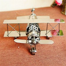 Creative Home Decoration Iron Model Knick-knacks Vintage Airplane Gray