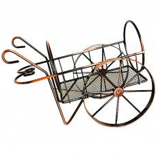 Creative Home Decoration Vintage Trolley Pattern Stainless Steel Wine Rack Bronze