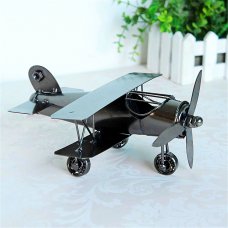 Creative Home Decoration Iron Model Knick-knacks Vintage Tin Airplane Model Gray