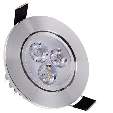 LED Light Ceiling Light Downlight High-gloss Silver Warm Light 3W