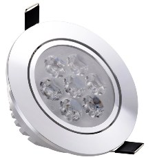 LED Light Ceiling Light Downlight High-gloss Silver White Light 7W