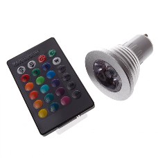 LED Colourfull Lights Lighting Light Emitting Diode COB White (6000-6500K) GU10 3W RGB Silver