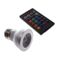 LED Colourfull Lights Lighting Light Emitting Diode COB White (6000-6500K) E27 3W RGB Silver