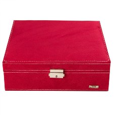 Retro Style Lint Jewelry Box Casket Box Exquisite Makeup Case Organizer Dark Red