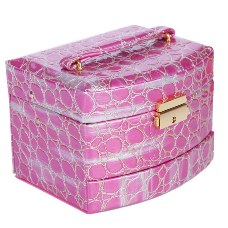 Jewelry Box Casket Box Exquisite Makeup Case Organizer Crocodile Stripe Purple