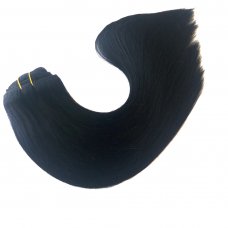 Human Hair Extension Hair Silk Straight Clips Applying 16 inch Color #1