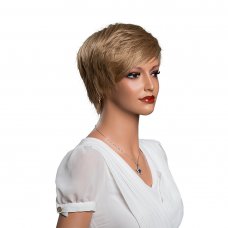 Real Human Hair Wig Side Part Short Hair  Flax Golden