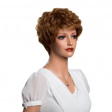 Real Human Hair Wig Short Curly Hair  Red