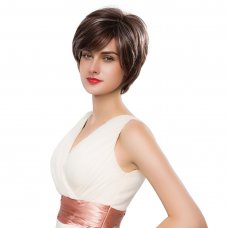 Real Human Hair Wig Short Hair Side Part  Gray White