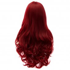 LW-1016 Euramerican Style Wig Long Curly Hair Wig Wine Red