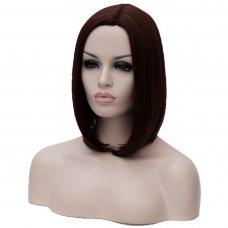 Cosplay COS Wig Middle Part Long Straight Hair Dark Brown 33cm