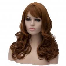 Cosplay COS Wig Side Swept Bangs Long Curly Hair Brown 50cm