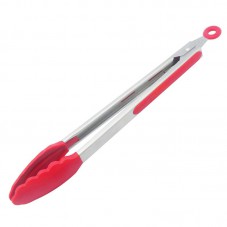 Stainless Steel Silicone Food Serving Tong KT1013 Red