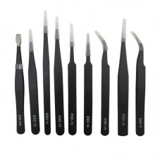 9PCS Stainless Steel Tweezers Portable Repairing Forceps Precise Nippers