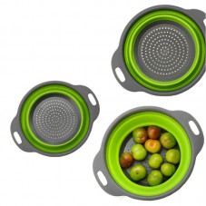 2PCS/SET Round Shape Foldable Silicone Colander Vegetable Strainer Basket