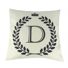 Crown Letter Alphabet Pattern Cotton Linen Cushion Cover 45*45cm Pillowcase