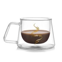 200ML Double Layers Glass Coffee Cup Tea Mug Beer Drink Mug Home Office Mug