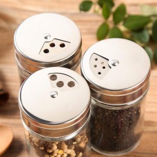 Stainless Steel Lid Seasoning Bottle Glass Saltcellar Rotational Regulation