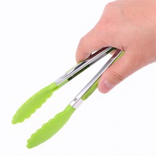 8 Inch Environmental Stainless Steel Silicone Kitchen Cooking BBQ Tongs