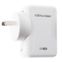 US/AU/UK/EU Plug 5V/2A Ultra Compact 4-Port USB Power Adapter Wall Charger