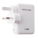 US/AU/UK/EU Plug 5V/2A Ultra Compact 4-Port USB Power Adapter Wall Charger