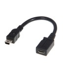 Universal Mini USB Male to Micro USB Female Converter Short Cable -Black