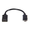 Universal Micro USB Male to Mini USB Female Converter Short Cable -Black