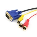 Gold HDTV HDMI to VGA HD15 3 RCA Adapter Cable 5ft 1.5M