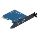 ORICO PVU3-2O2I USB3.0 PCI-Express Card with two rear ports and a USB3.0 20PIN Adapter Connector