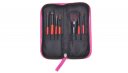 7PCS Red Handle Makeup Brush Kits With Rose Zipper Pouch