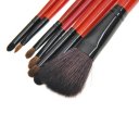 7PCS Red Handle Makeup Brush Kits With Rose Zipper Pouch