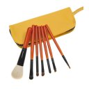 7PCS Orange Handle Makeup Brush Kits With Yellow Zipper Pouch